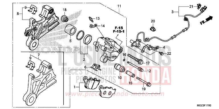REAR BRAKE CALIPER for CBR500R ABS ROSS WHITE (NH196) from 2014